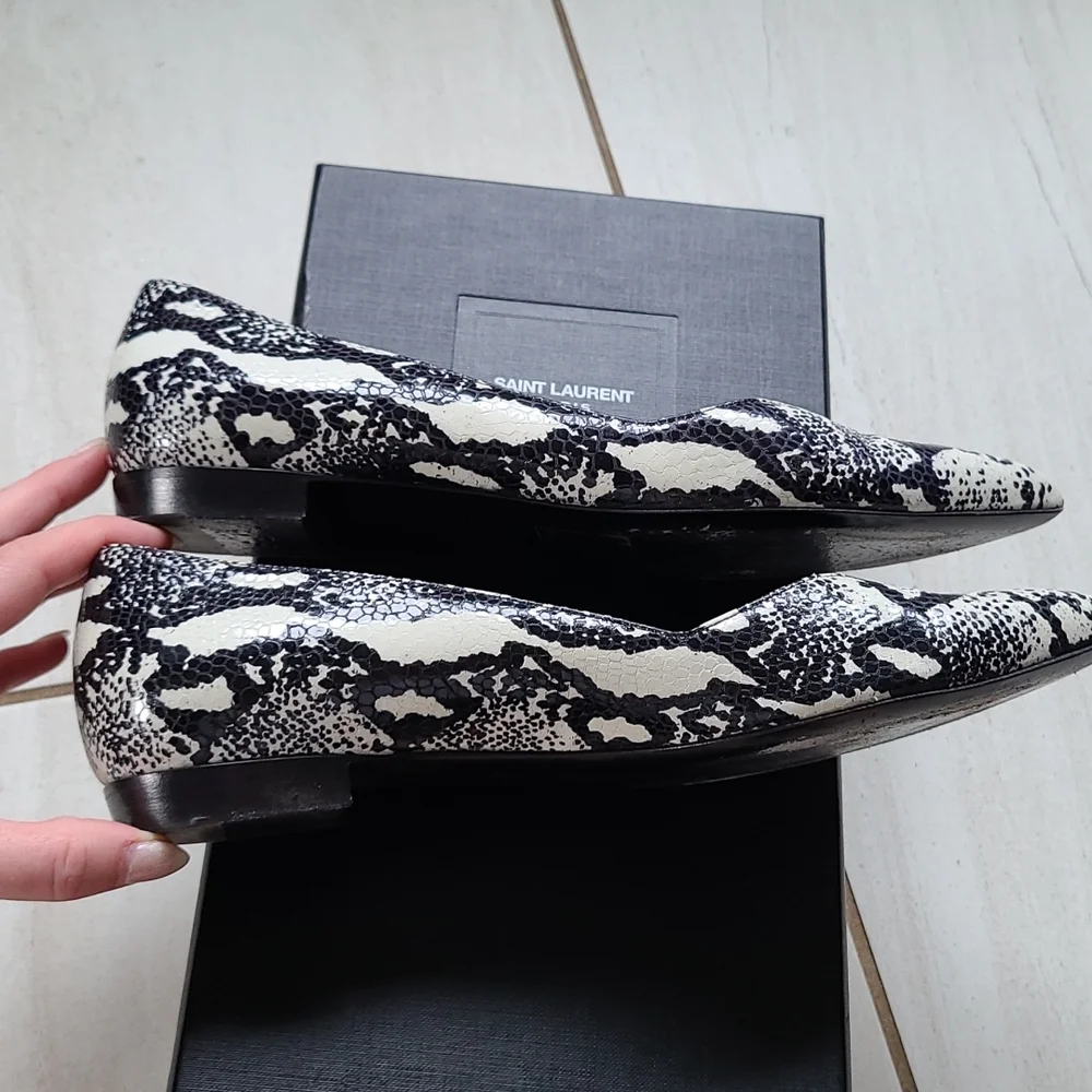 🥰KEEPING🥰 YSL Saint Laurent Flats Python Embossed Leather [size 37] - Picture 6 of 10